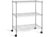 Simple Deluxe Heavy Duty 3-Shelf Shelving with Wheels, Adjustable Storage Units (24.02”L x 13.78“W x 31.89”H)