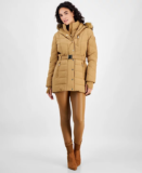Michael Kors Women’s Belted Bibbed Hooded Puffer Coat