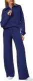 XIEERDUO Women’s 2024 Lounge Set – Half-Zip Sweatshirt & Wide-Leg Pants