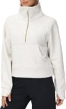 Womens’ Half Zip Pullover Sweatshirt with Pockets Thumb Hole [Amazon]