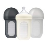 Boon Nursh Reusable Silicone Baby Bottles with Medium Flow Nipple (8 oz, 3-Pack)