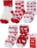 [Valentines Day Gifts] Winter Fuzzy Socks for Womens, 5 Pairs