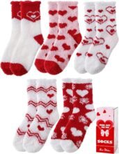 [Valentines Day Gifts] Winter Fuzzy Socks for Womens, 5 Pairs