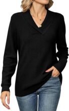 Women’s V-Neck Long Sleeve Knitted Pullover Sweater [Prime]