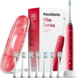 Aquasonic Vibe Series Ultra-Whitening Toothbrush With 8 Brush Heads & Travel Case