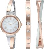 Anne Klein Women’s Crystal-Accented Bangle Watch Set, AK/2245