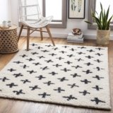 Livabliss Moroccan Soft Mora Shag Runner Area Rug (2’7″ x 7’3″) – Cream/Charcoal