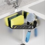 GSlife Sink Caddy for Square Sink, Black, with Sponge & 2 Adhesives