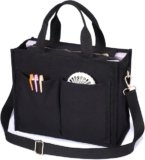 F-color Women’s Canvas Tote Bag 7 Pockets with Zipper
