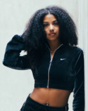 Womens Nike Cropped Velour Full-Zip Top