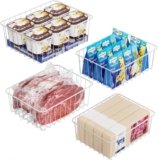 iSPECLE 4-Pack Freezer Organizer Bins for 25-28 Cu.Ft Fridges