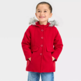 Toddler Girls’ Faux Wool Peacoat – Cat & Jack, Red