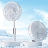 Primevolve 7.7″ Portable USB Fan, Battery-Operated with 4 Speeds, Adjustable Height, White