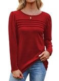 Fantaslook Women’s Long Sleeve Pleated Tunic Blouse