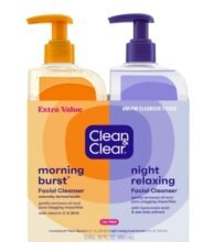 (Pack 2) Clean & Clear Oil-Free Day and Night Acne Face Wash, 8 FL oz