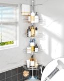 ALLZONE 4-Tier Adjustable Corner Shower Caddy with Tension Pole