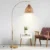 SUNMORY 73” Arched Floor Lamp – Retro Boho Rattan Standing Lamp for Living Room